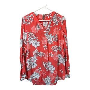 Womens Beachy Boho Bohemian Blouse Shirt Top Cottage Tropical Hawaiian Cruise M